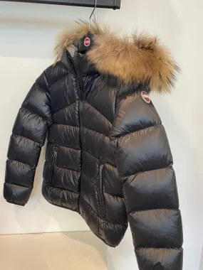 Colmar Black Coat with Natural Fur Hood