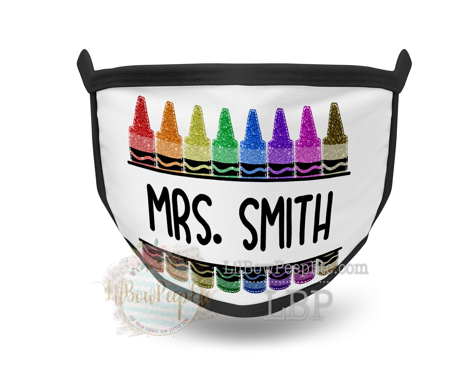 Crayon Teacher Personalized Name Printed Mask