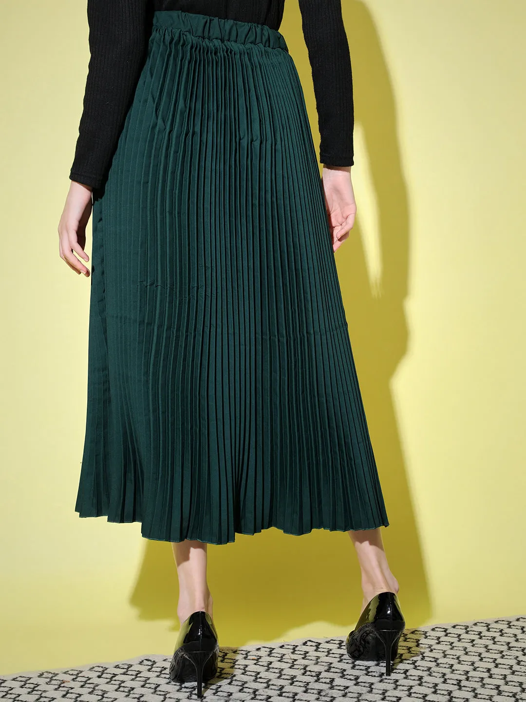 Crepe Pleated Women Skirt-3006-3006