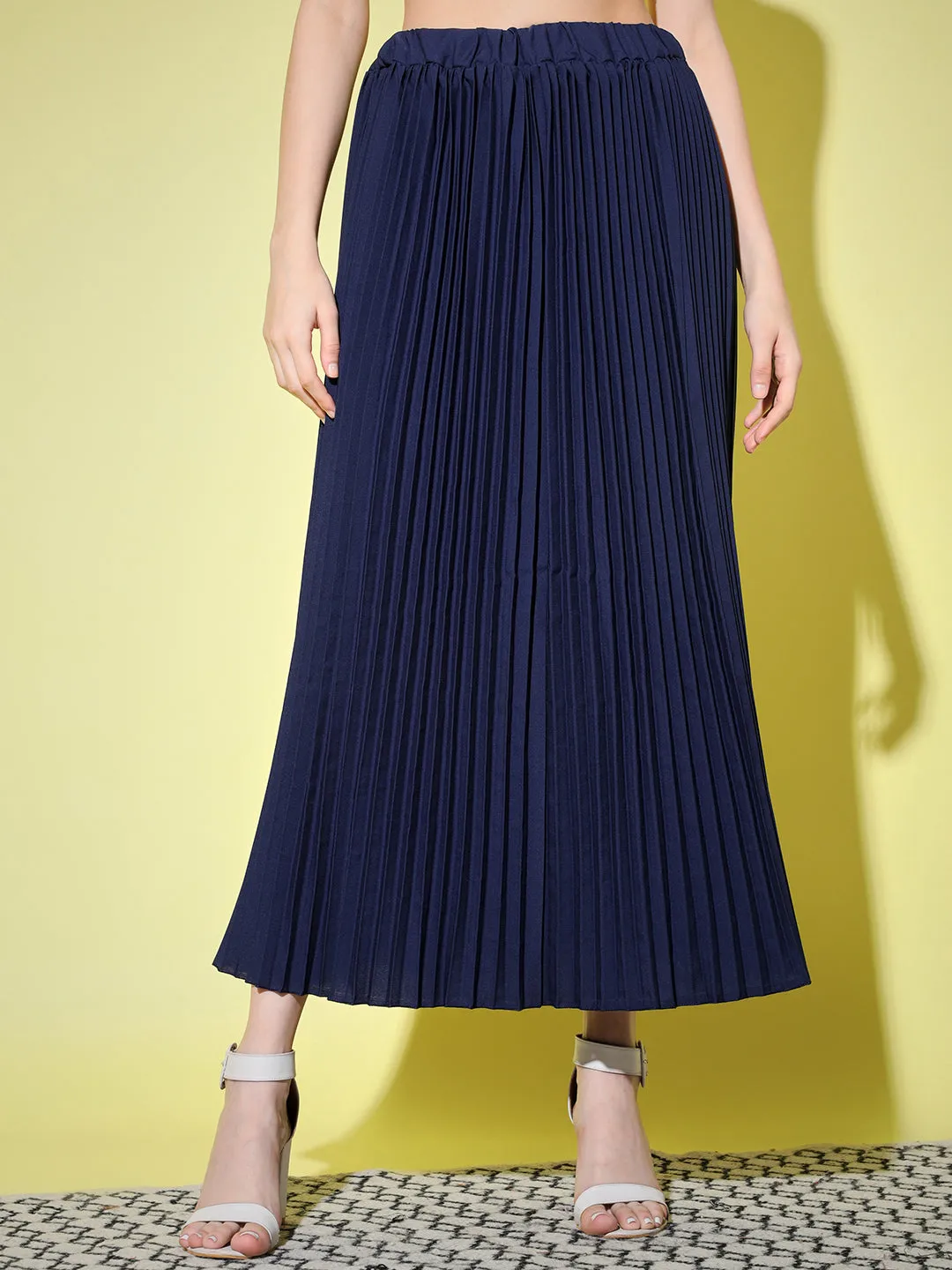 Crepe Pleated Women Skirt-3006-3006