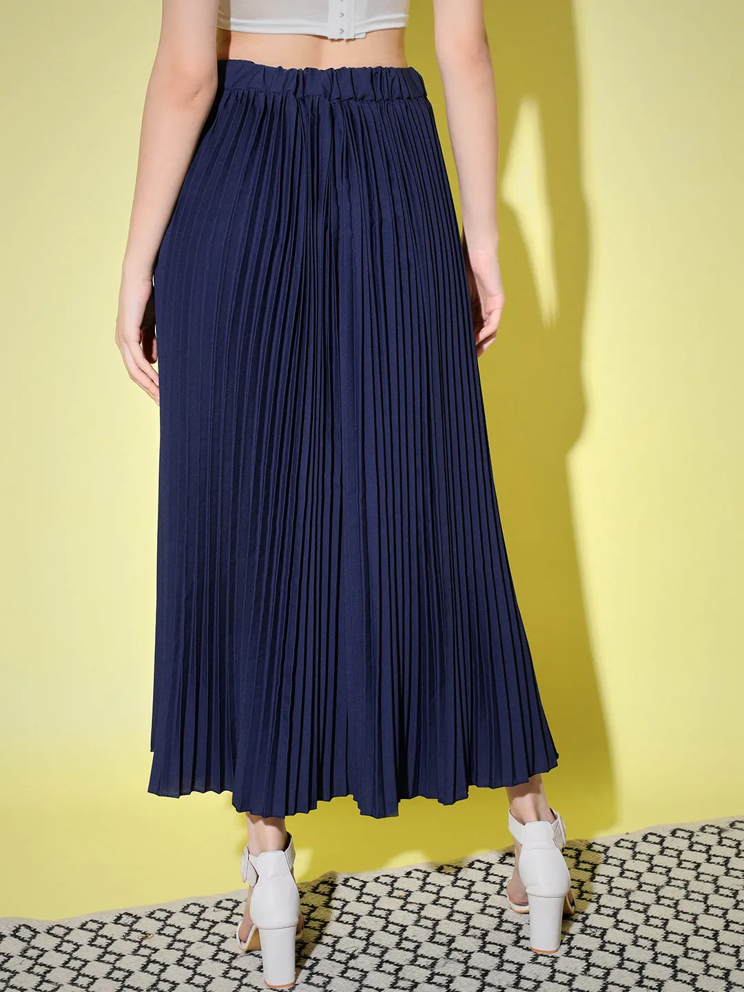 Crepe Pleated Women Skirt-3006-3006