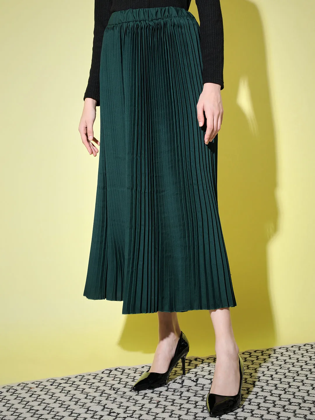 Crepe Pleated Women Skirt-3006-3006