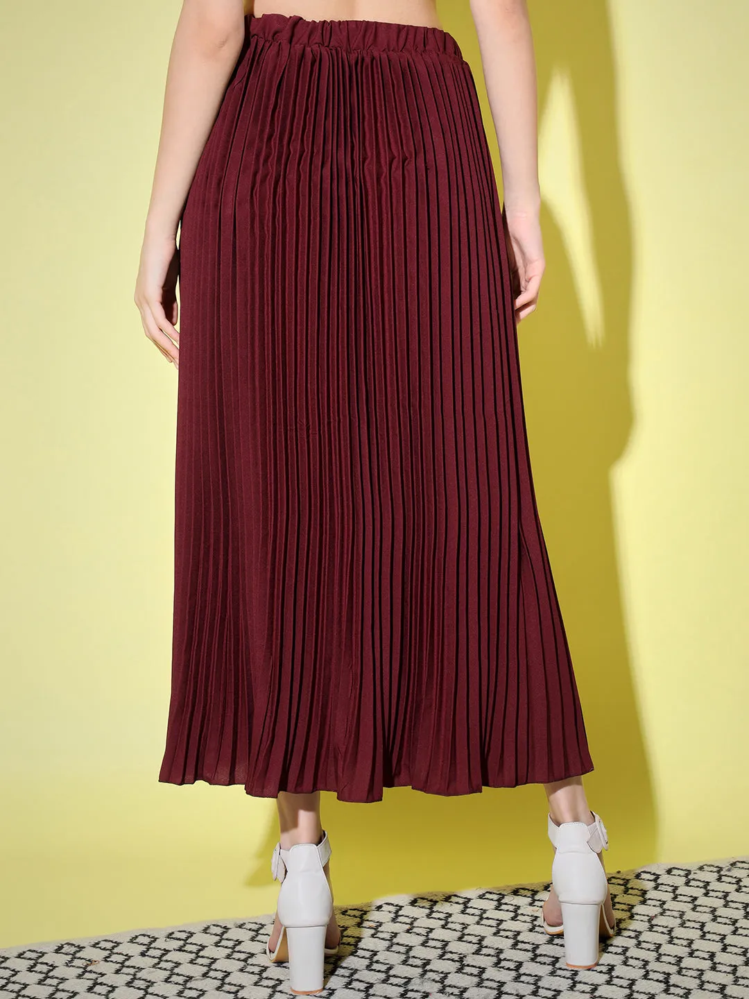 Crepe Pleated Women Skirt-3006-3006