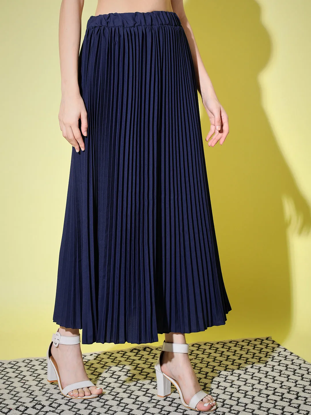 Crepe Pleated Women Skirt-3006-3006