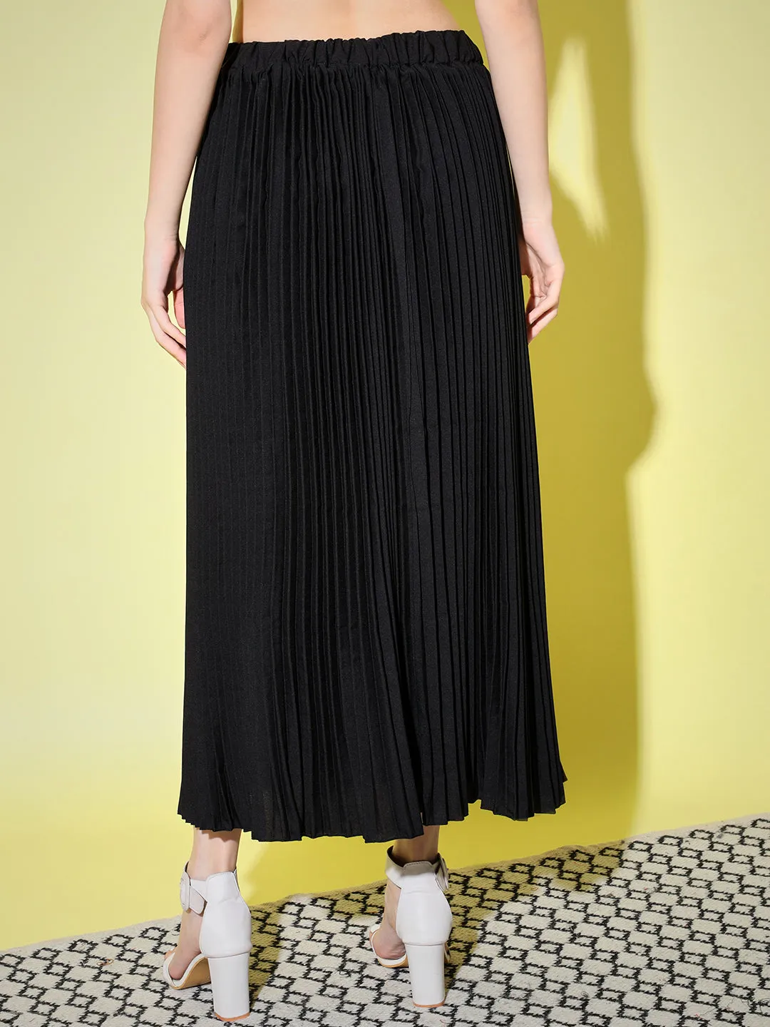 Crepe Pleated Women Skirt-3006-3006