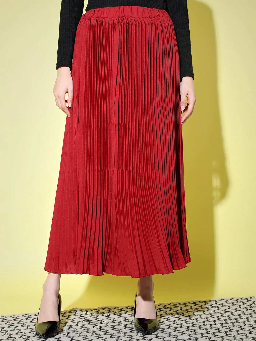 Crepe Pleated Women Skirt-3006-3006