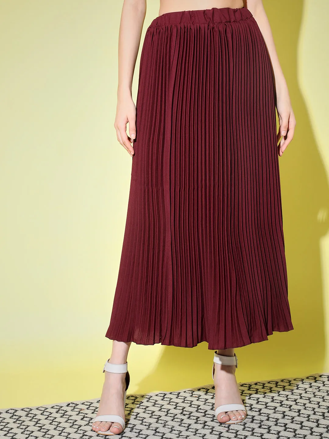 Crepe Pleated Women Skirt-3006-3006