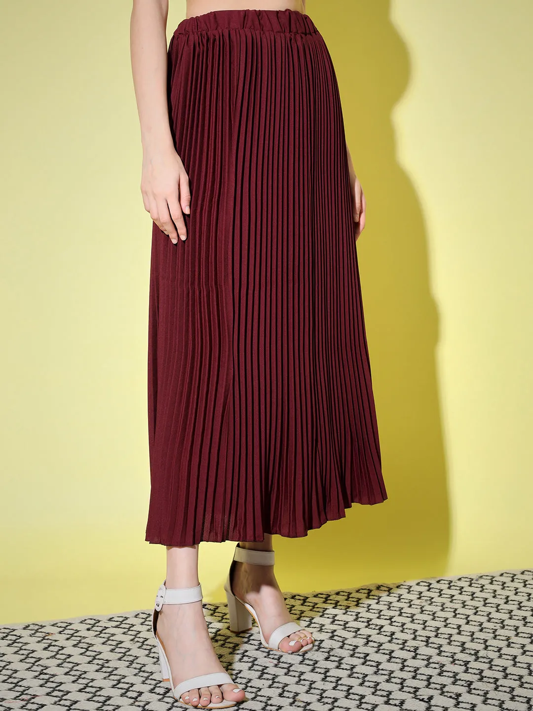 Crepe Pleated Women Skirt-3006-3006