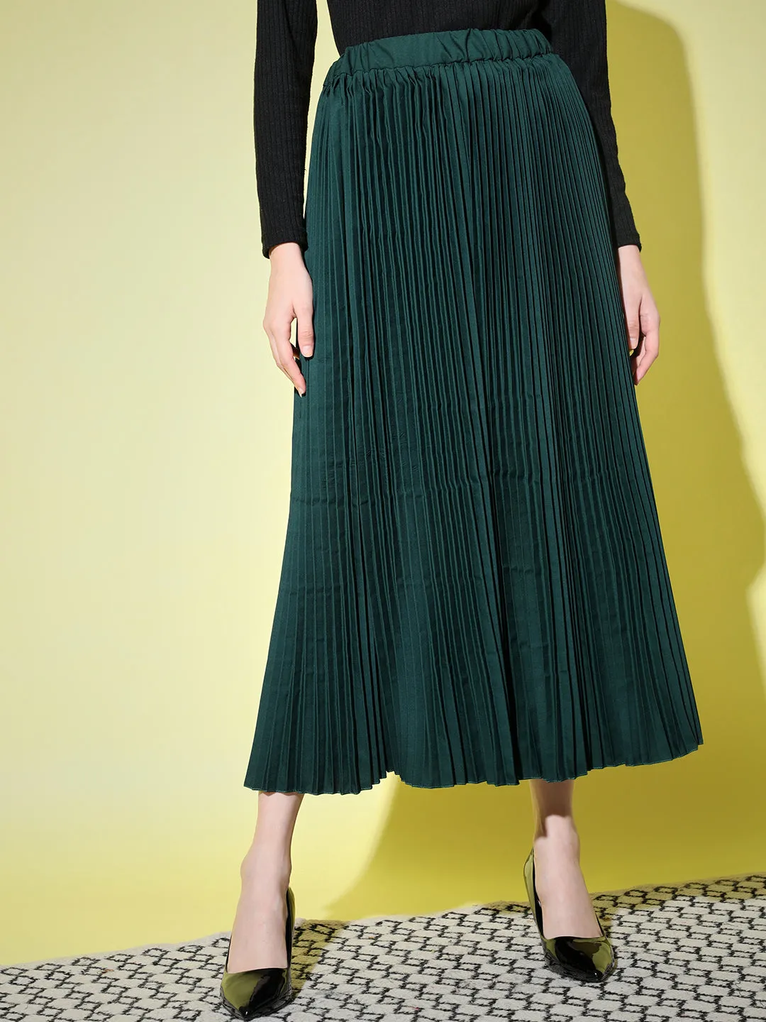 Crepe Pleated Women Skirt-3006-3006