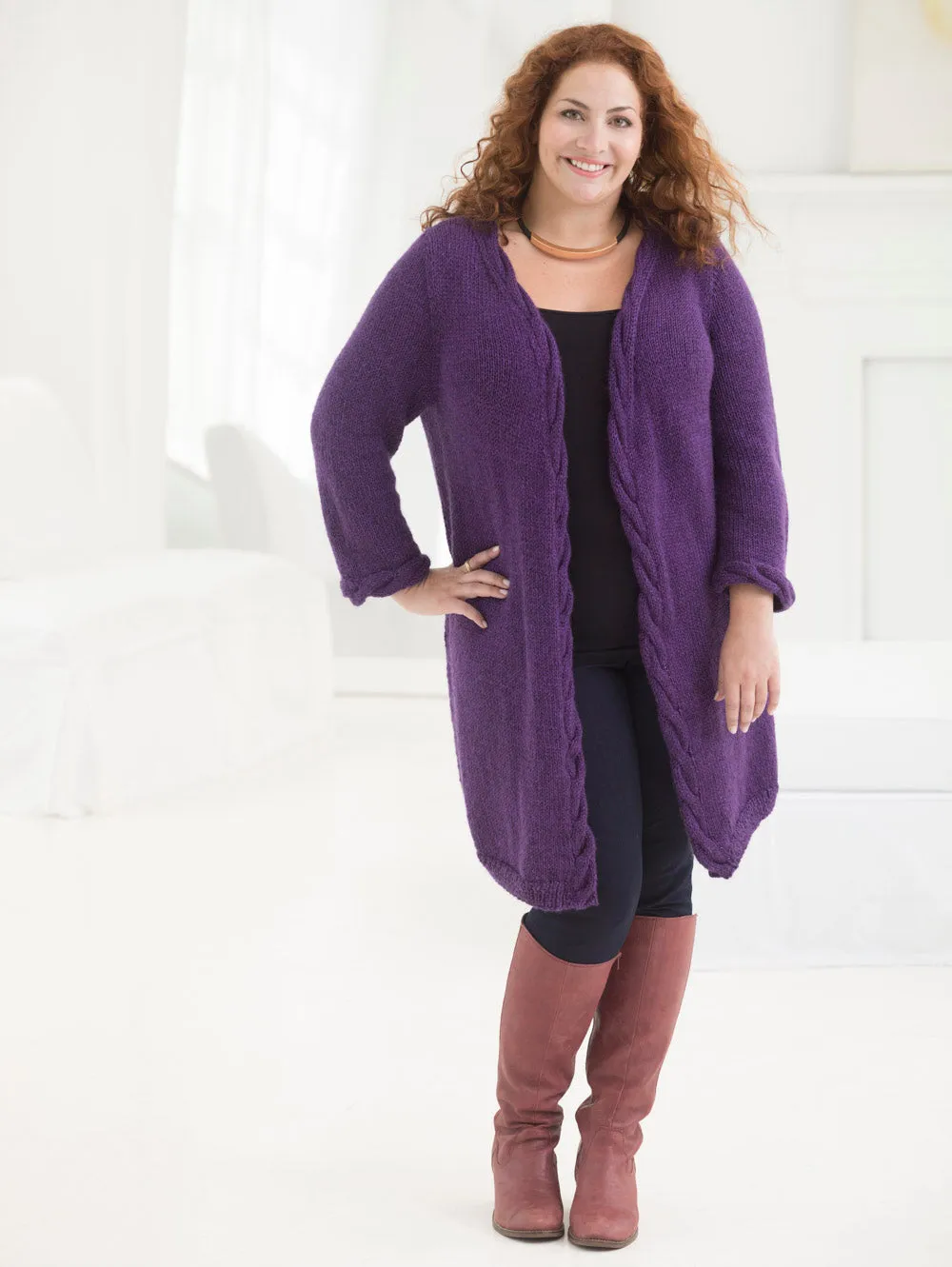 Curvy Girl® Cabled Cardigan (Knit)