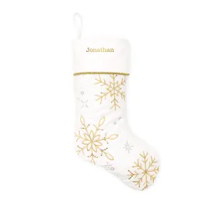 CUSTOM EMBROIDERED PLUSH CHRISTMAS STOCKING - FALLING SNOWFLAKES