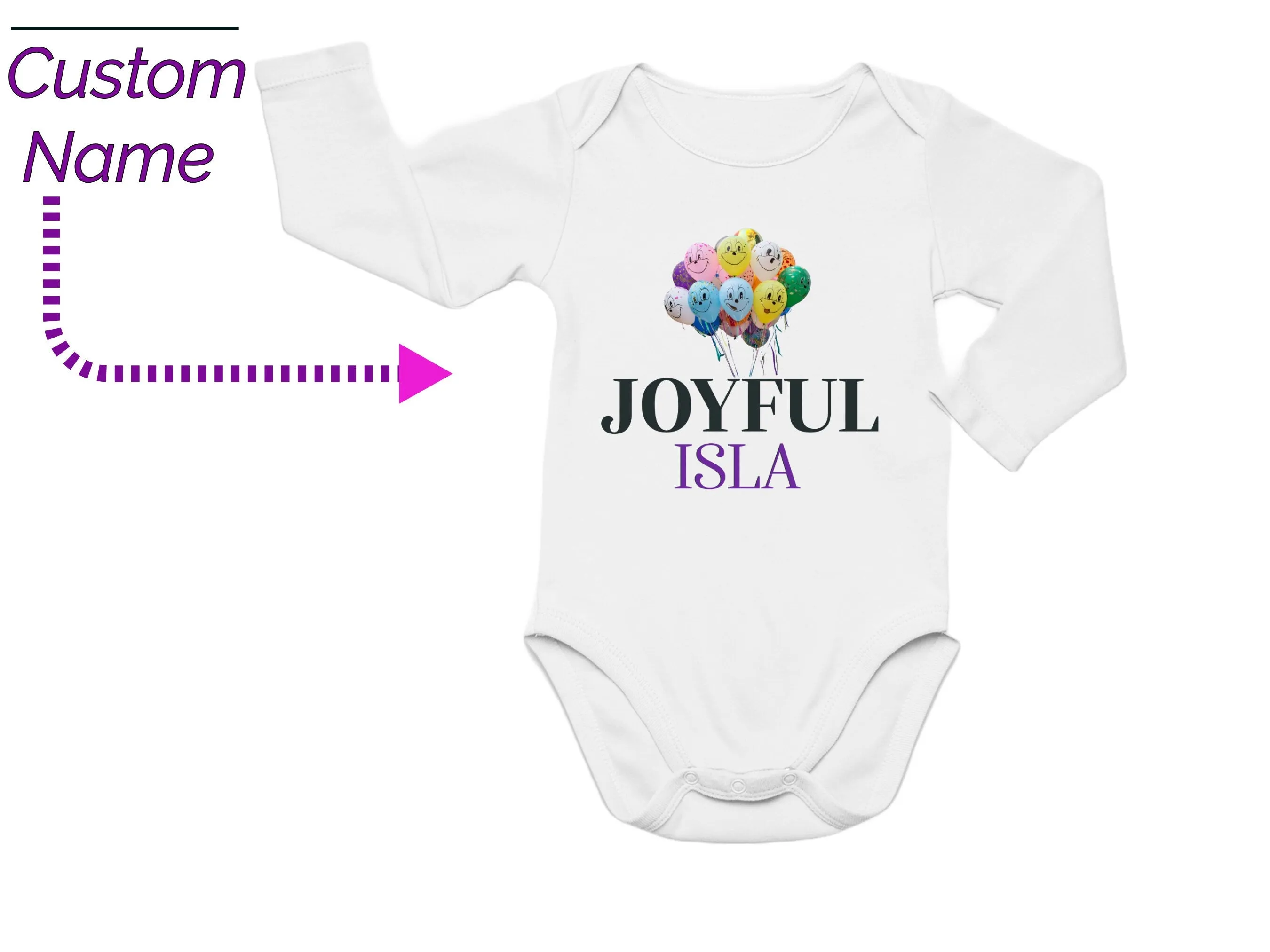 Custom Joyful Birthday Baby Girls Bodysuits Gift with Baby Name For Birthday