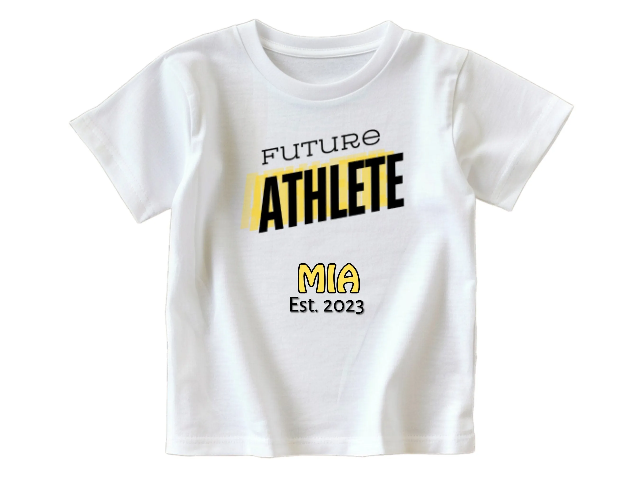 Custom Name & Date Short Sleeve Bodysuit For Baby Girls with Future Athlete Text