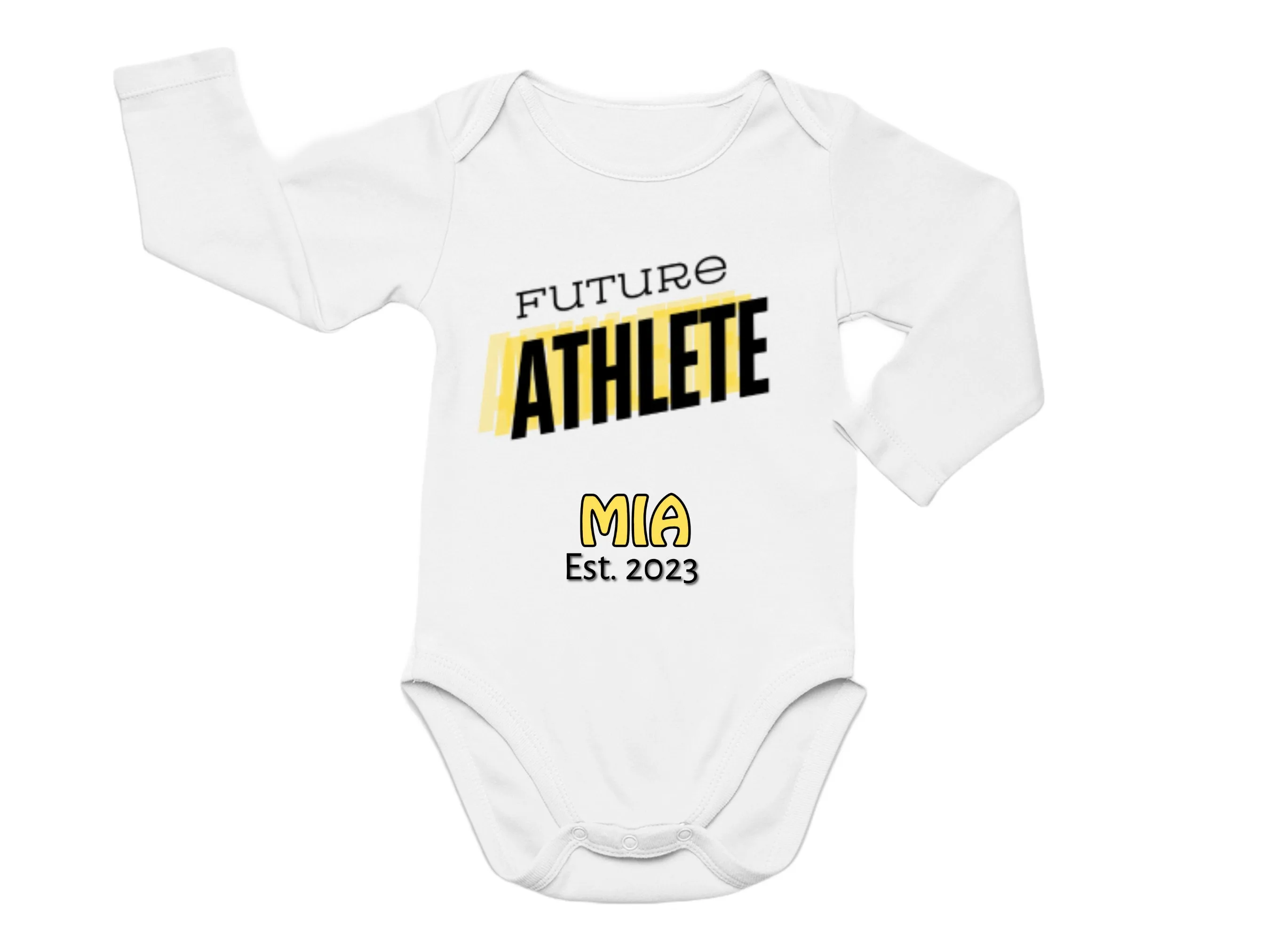 Custom Name & Date Short Sleeve Bodysuit For Baby Girls with Future Athlete Text