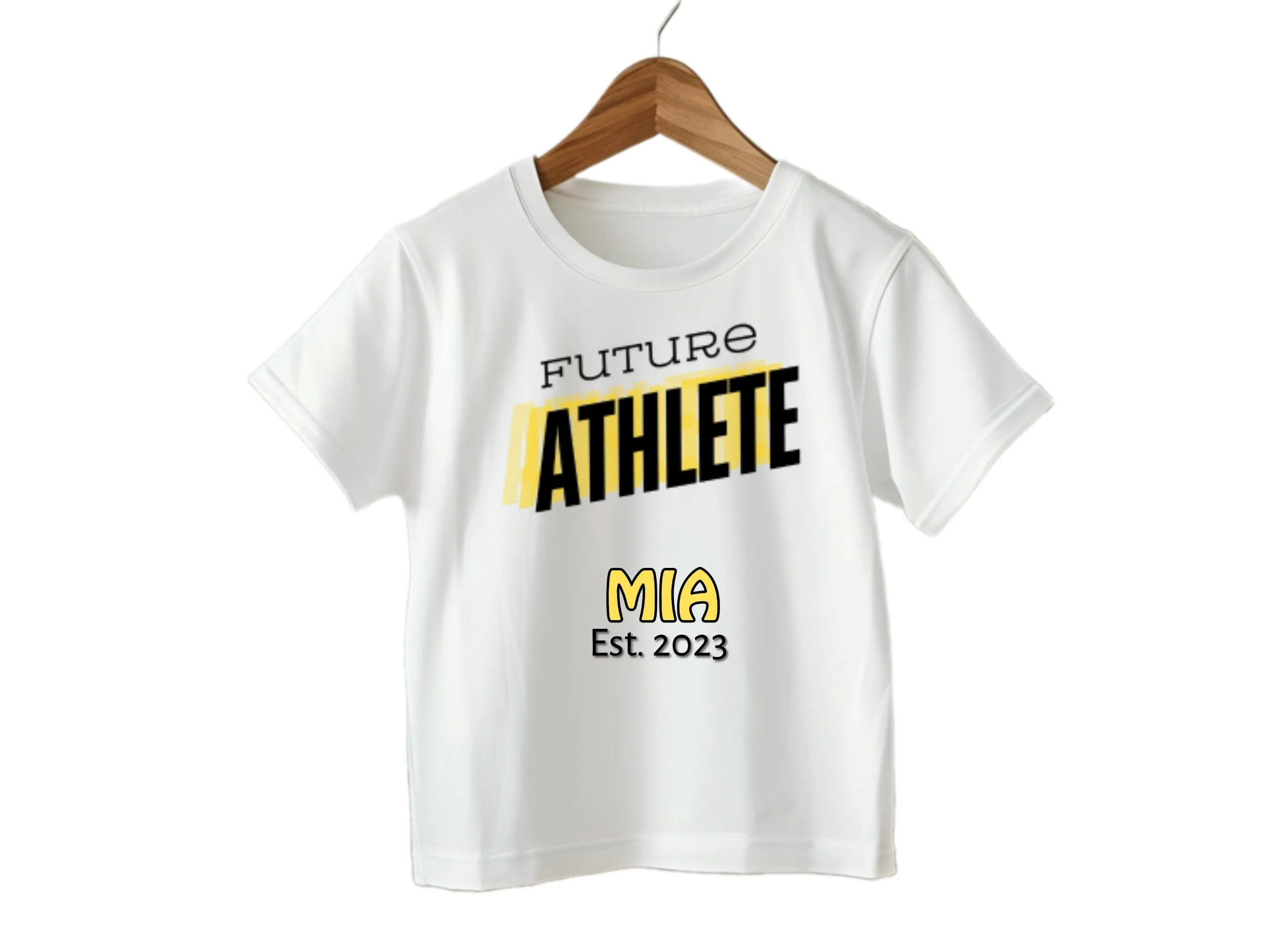 Custom Name & Date Short Sleeve Bodysuit For Baby Girls with Future Athlete Text