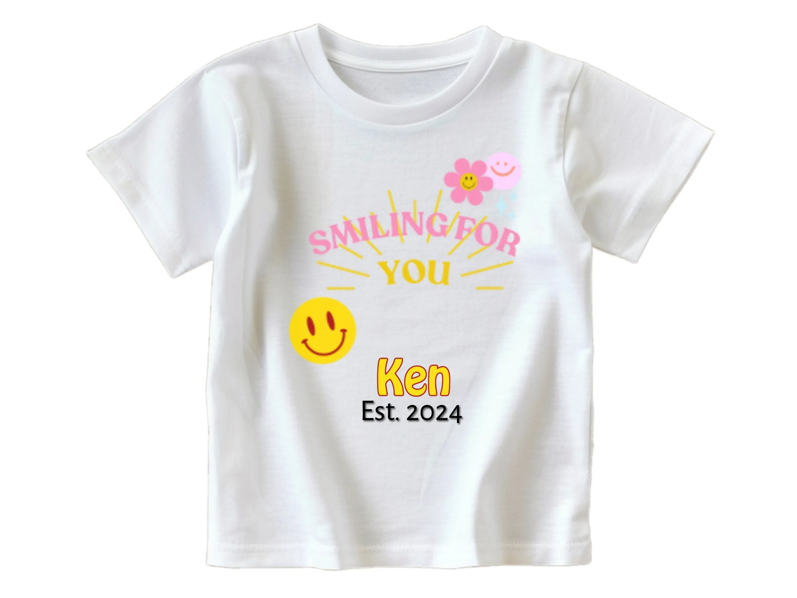 Custom Name Baby Bodysuit with Smiling for You Text for Girls