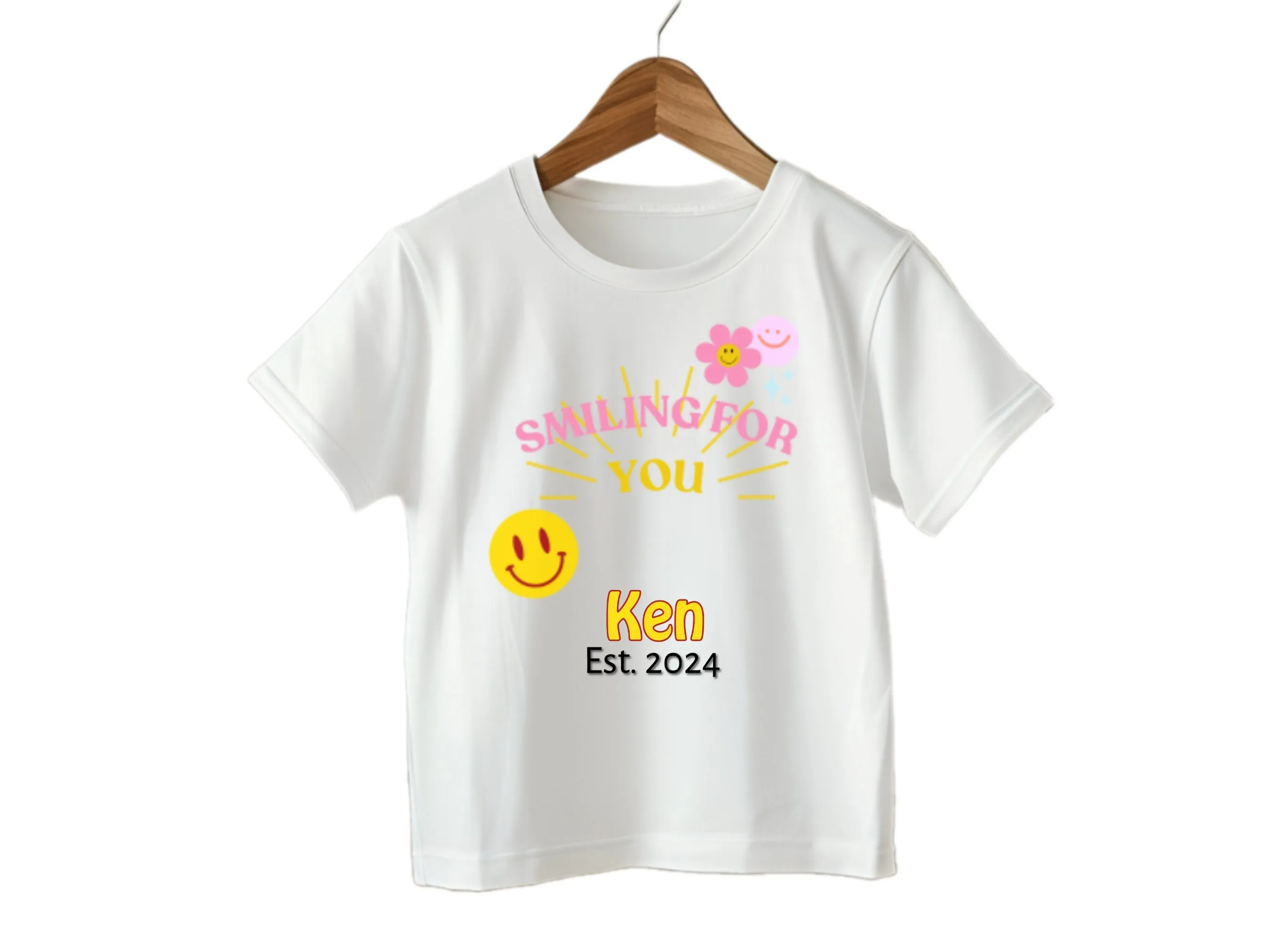 Custom Name Baby Bodysuit with Smiling for You Text for Girls