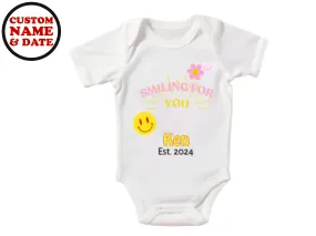 Custom Name Baby Bodysuit with Smiling for You Text for Girls