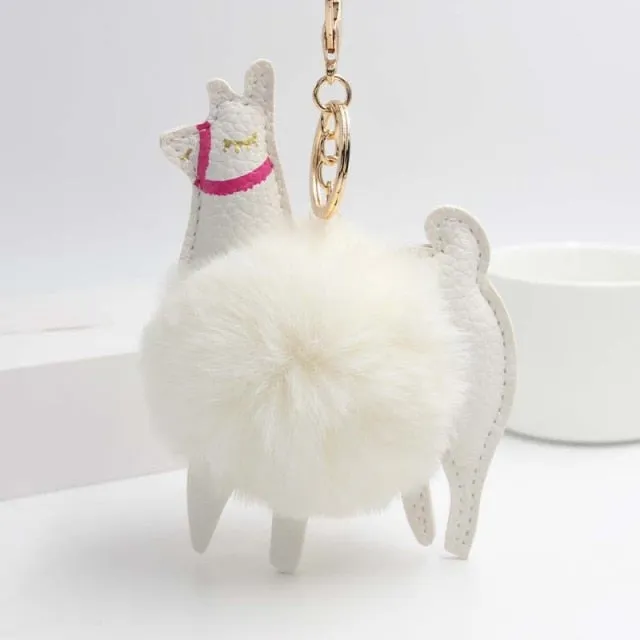 Cute Keychain with Pompom - Llama shape