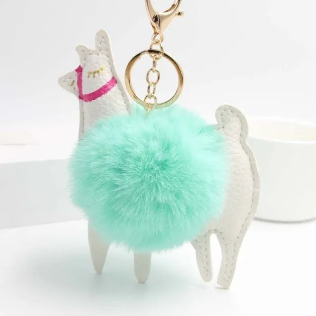 Cute Keychain with Pompom - Llama shape