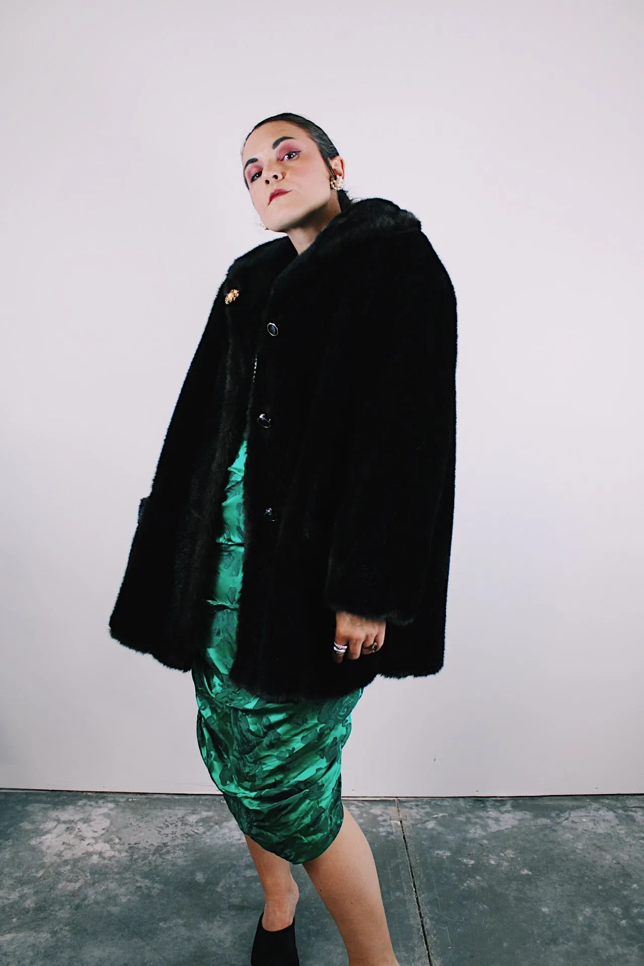 Dark Brown Faux Fur Coat