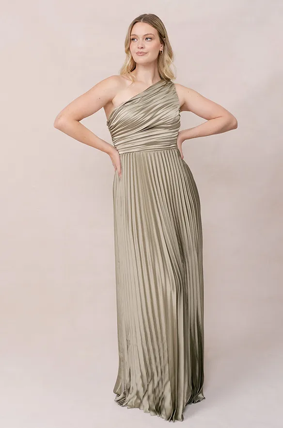 Declan Satin Pleated Dress | Made To Order