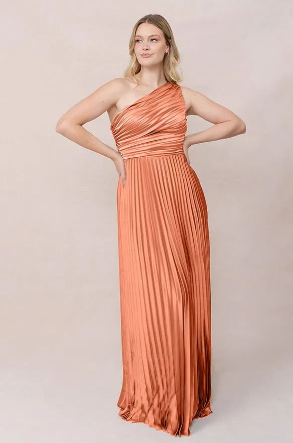 Declan Satin Pleated Dress | Made To Order