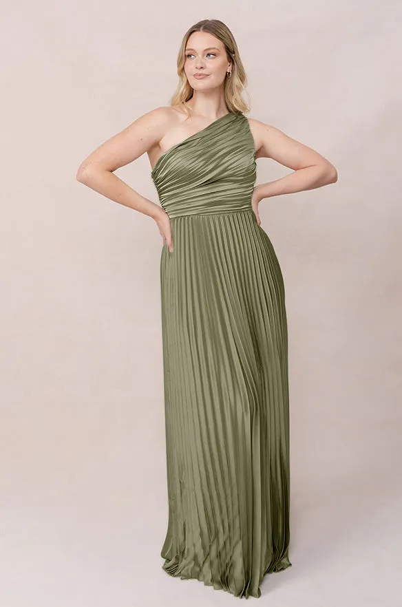 Declan Satin Pleated Dress | Made To Order