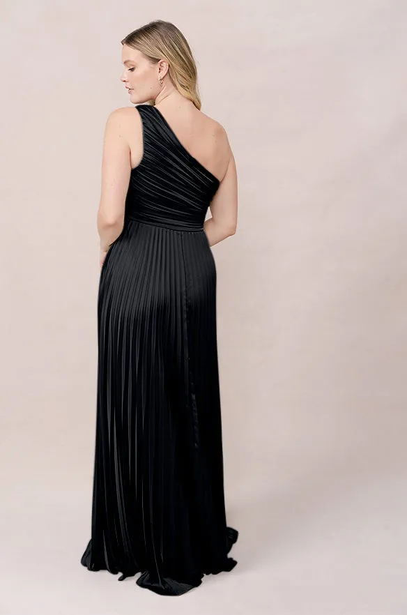 Declan Satin Pleated Dress | Made To Order