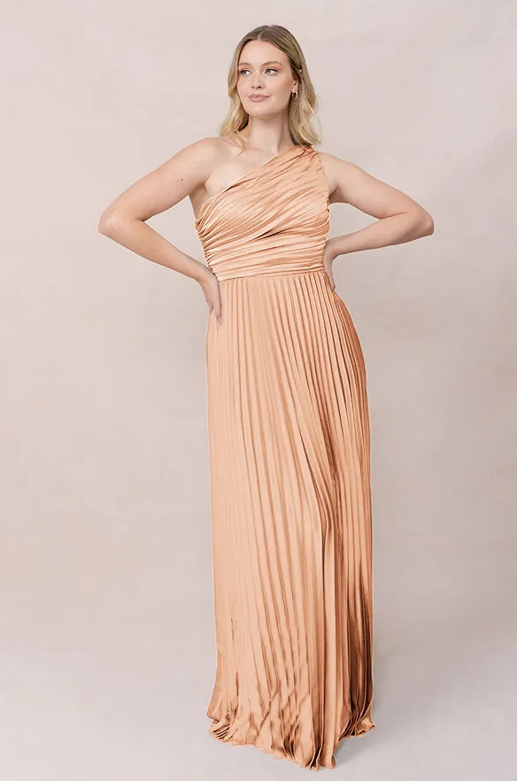 Declan Satin Pleated Dress | Made To Order