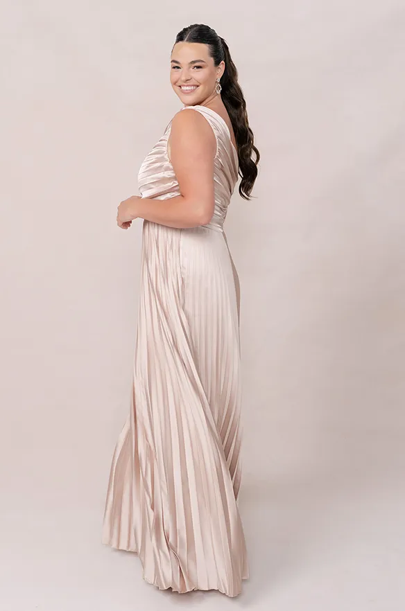 Declan Satin Pleated Dress | Made To Order