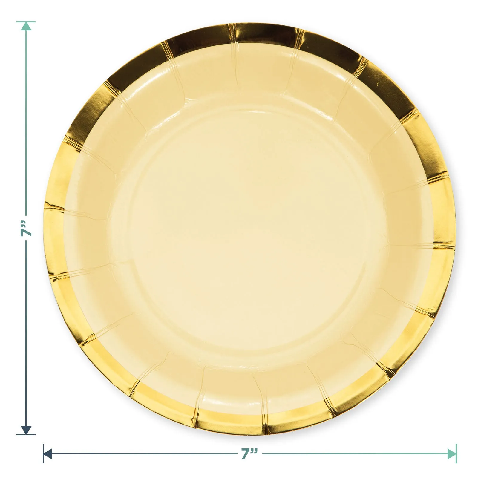 Deluxe Gold Trimmed Pastel Rainbow Scalloped Paper Dessert Plates, Beverage Napkins, and Forks (Serves 16)