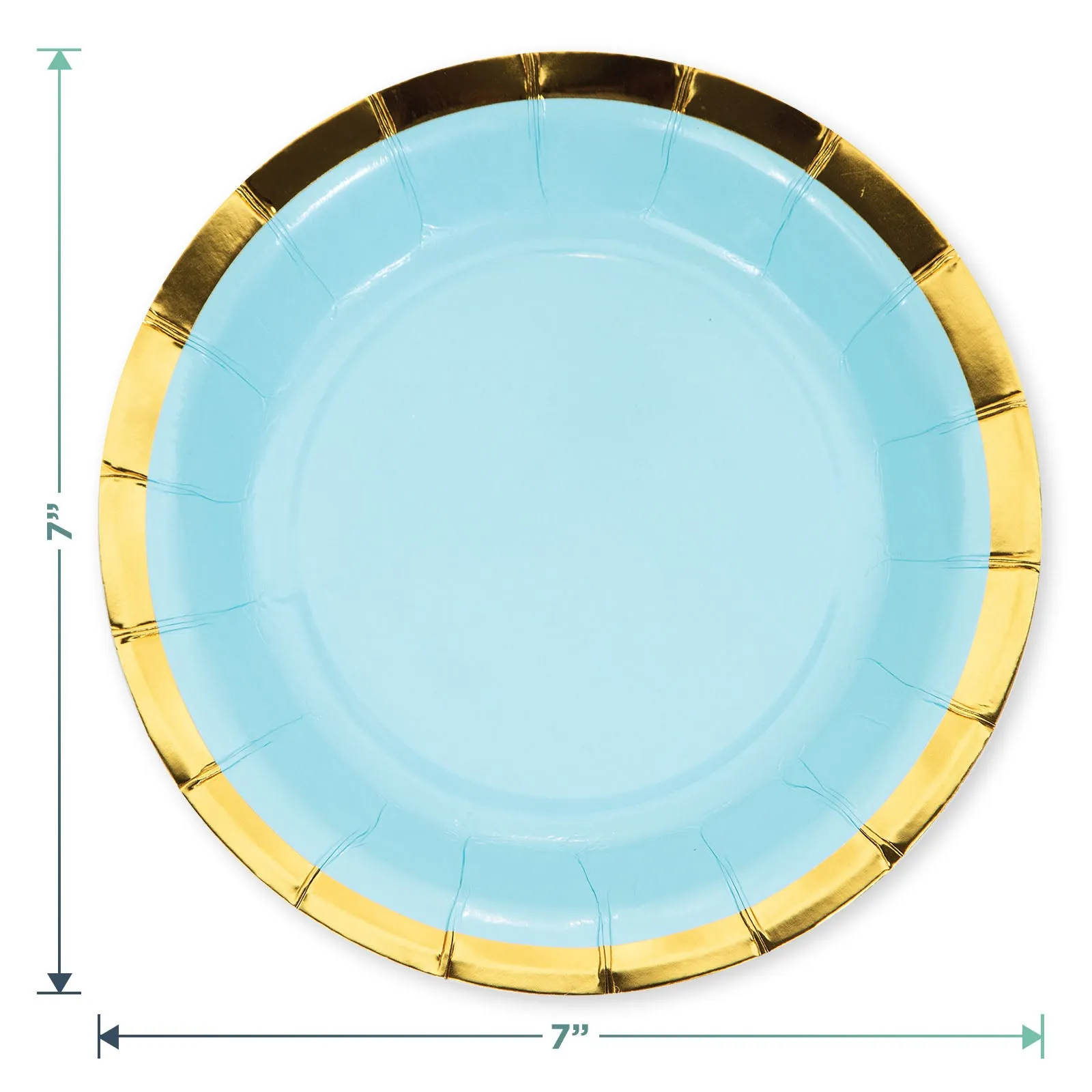 Deluxe Gold Trimmed Pastel Rainbow Scalloped Paper Dessert Plates, Beverage Napkins, and Forks (Serves 16)