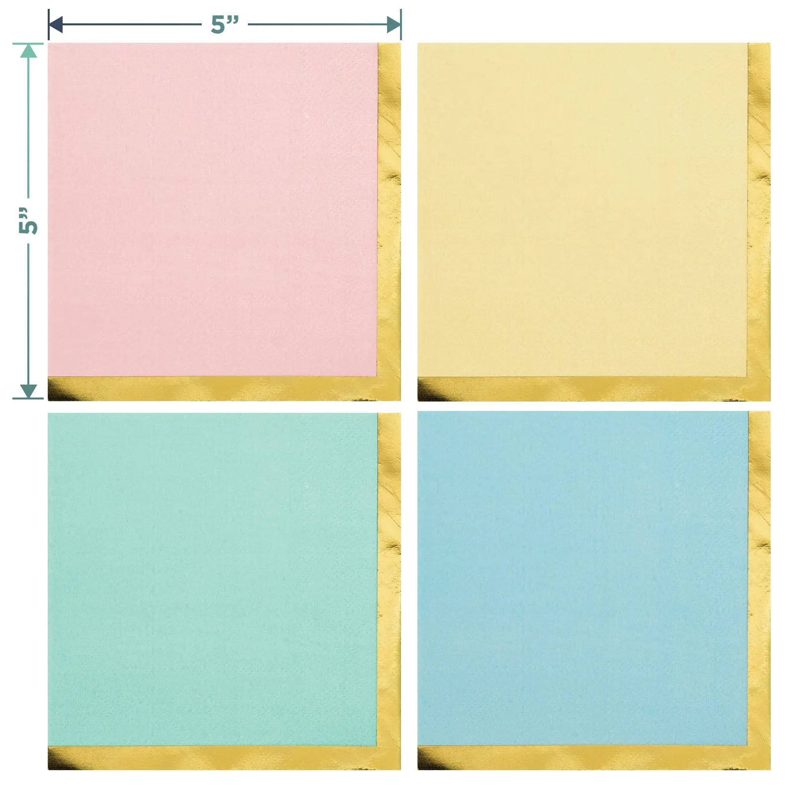 Deluxe Gold Trimmed Pastel Rainbow Scalloped Paper Dessert Plates, Beverage Napkins, and Forks (Serves 16)