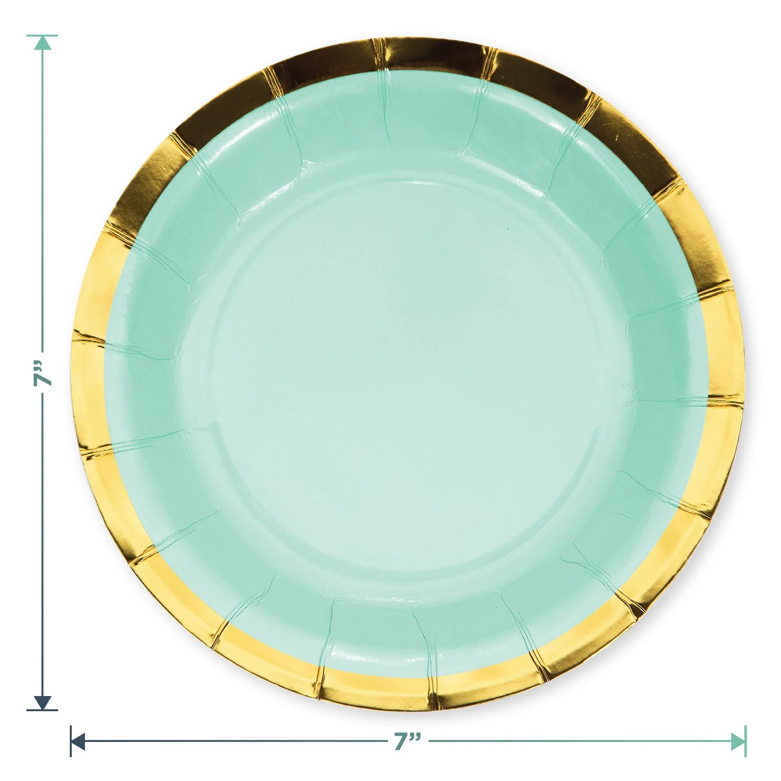 Deluxe Gold Trimmed Pastel Rainbow Scalloped Paper Dessert Plates, Beverage Napkins, and Forks (Serves 16)