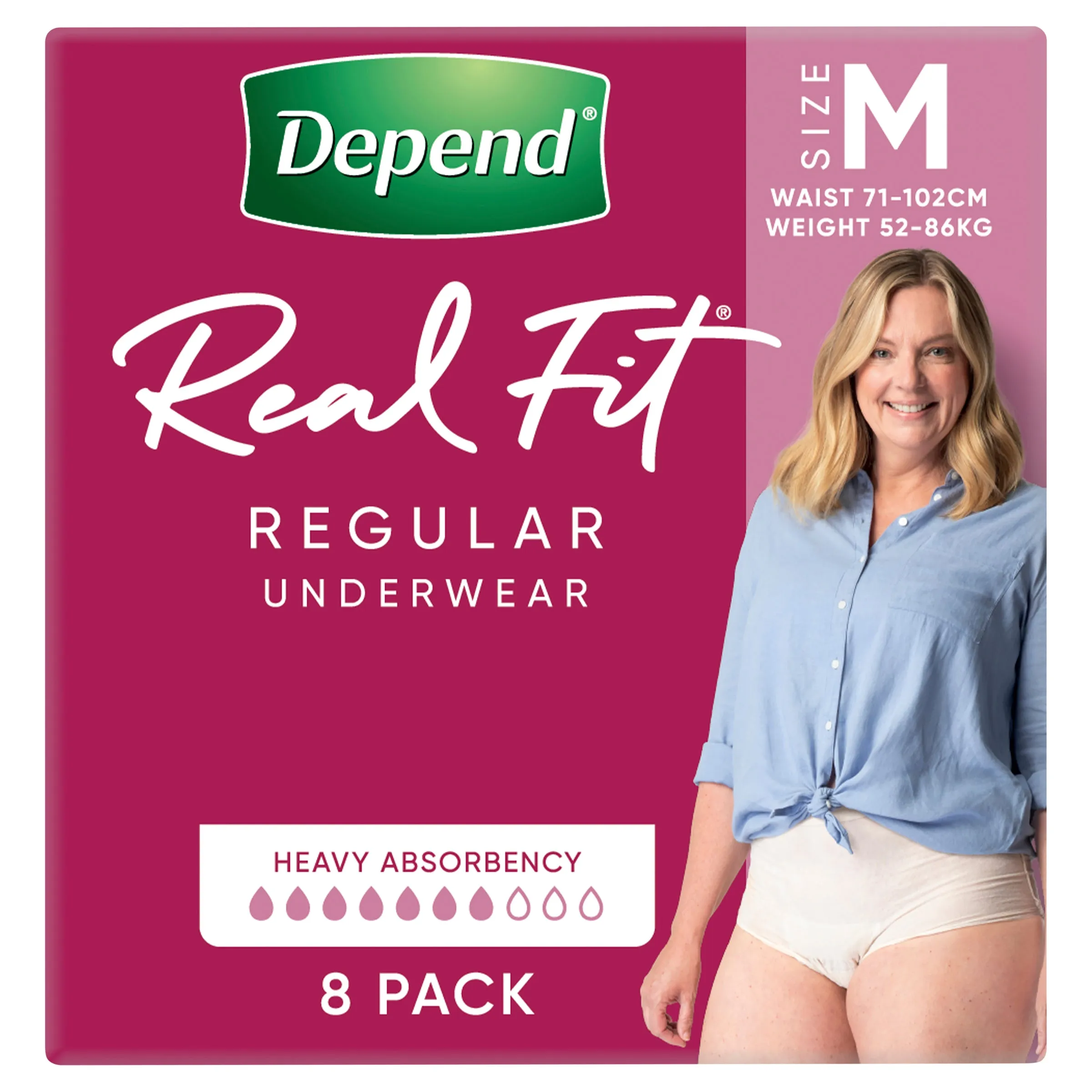 Depend Real Fit Incontinence Underwear Regular Women  Medium 8 Pack