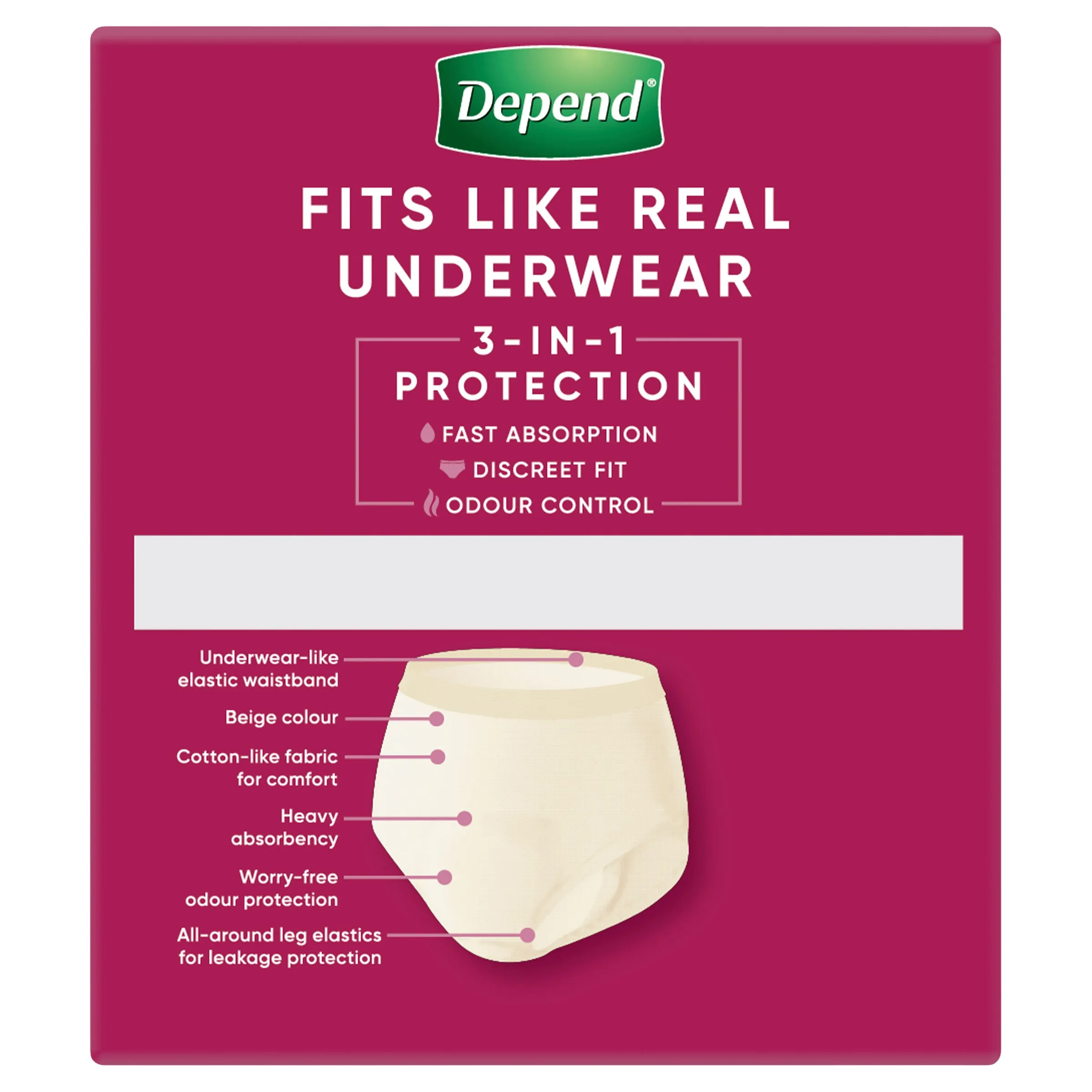 Depend Real Fit Incontinence Underwear Regular Women  Medium 8 Pack