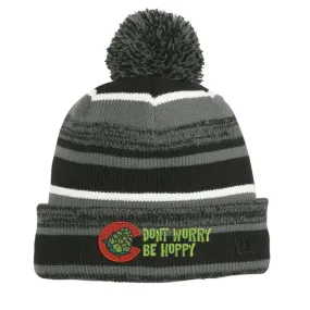 Don't Worry Be Hoppy  -  Chunky Pom Pom Beanie - Black Graphite