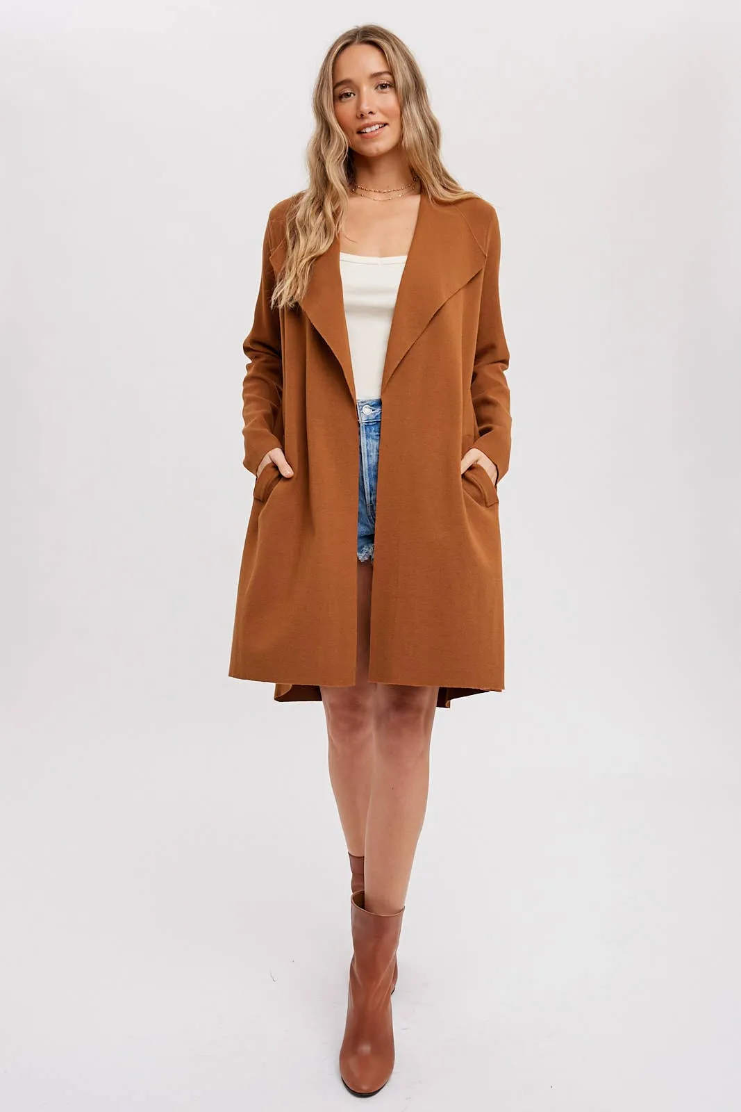 DRAPE COLLAR CARDIGAN