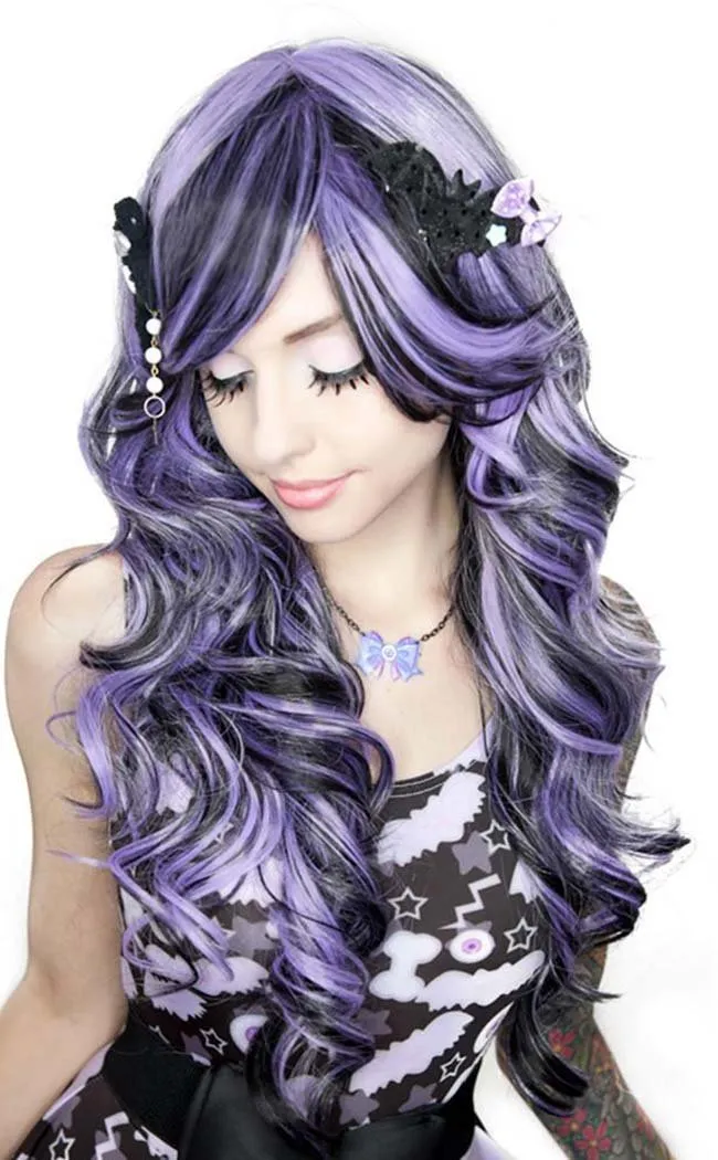 Duplicity Wig Creepie Cutie Lavender Black Wig