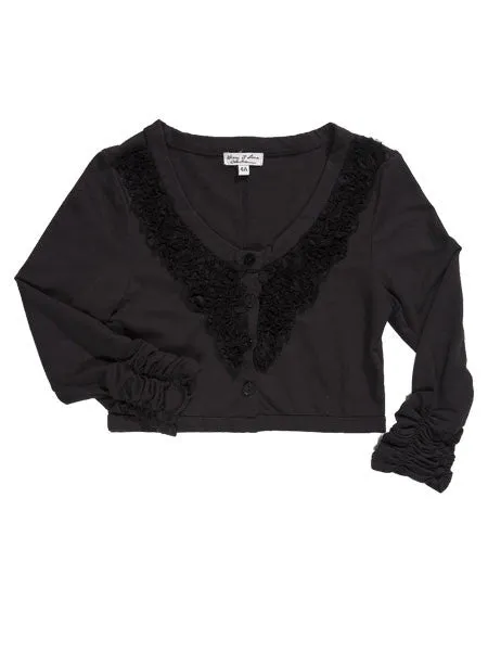 Eliane et Lena Banfou Little Girls Black Jersey Cardigan Size 5