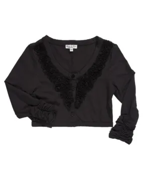 Eliane et Lena Banfou Little Girls Black Jersey Cardigan Size 5