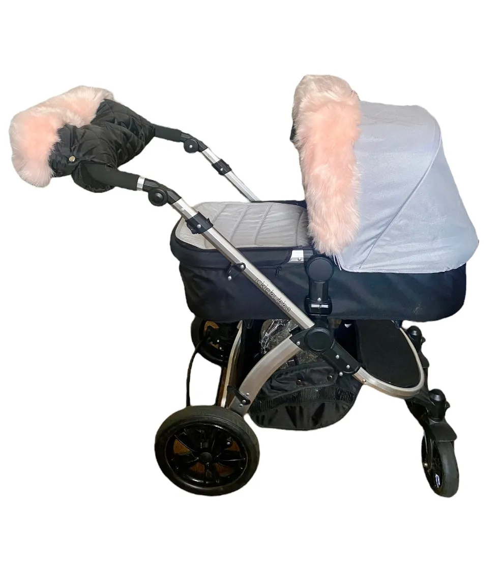 Extra Fluffy Faux Fur Pram Trim/Handmuff - Blush Pink
