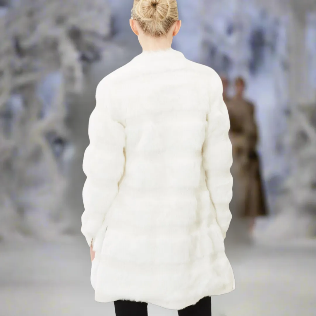 Faux Fur Coat with Hand Beaded Sequin