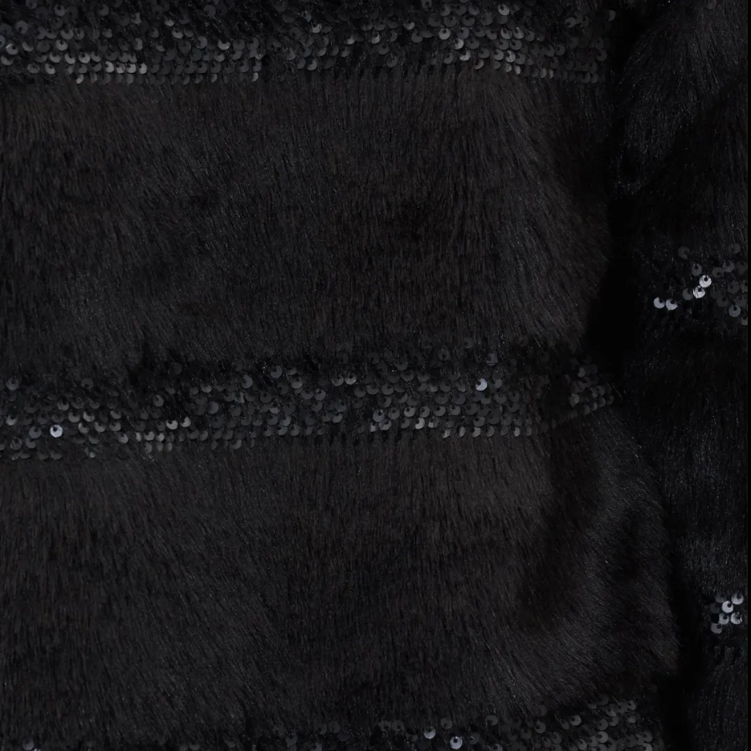 Faux Fur Coat with Hand Beaded Sequin