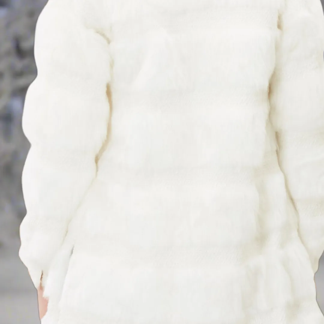 Faux Fur Coat with Hand Beaded Sequin