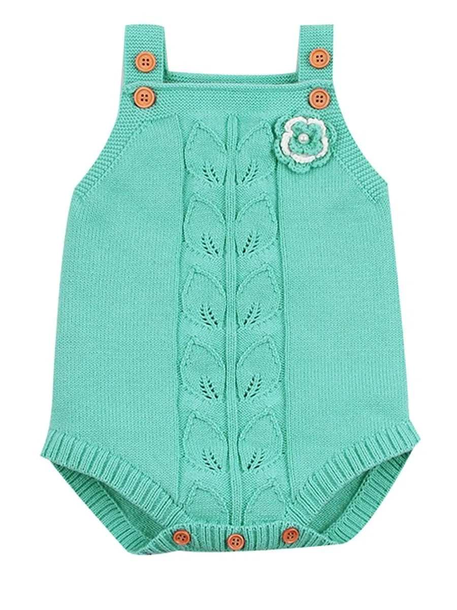 Flower Leaf Crochet Onesie Baby Knit Bodysuit crochet romper
