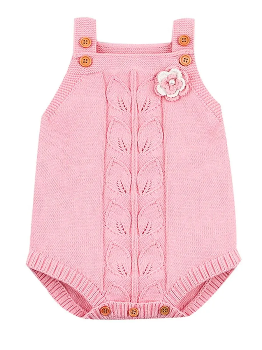 Flower Leaf Crochet Onesie Baby Knit Bodysuit crochet romper