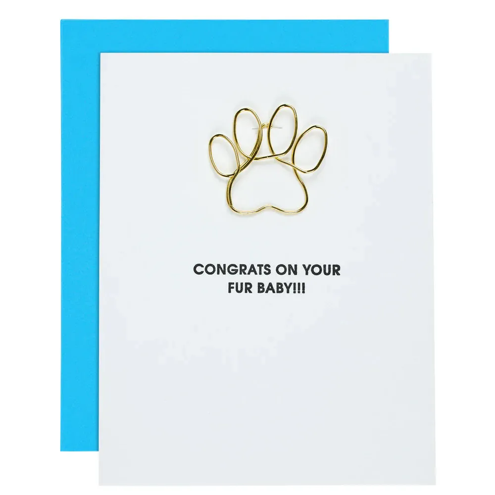 Fur Baby Paw Print Paper Clip Card