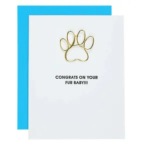 Fur Baby Paw Print Paper Clip Card